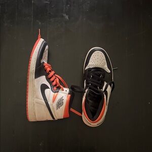 Jordan Kids Black, White, and Red Sneakers